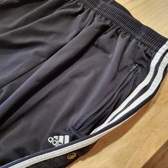 Adidas Extra Large Black Break Away Track Pants Elastic Waist Snap Stripe white - Picture 4 of 13